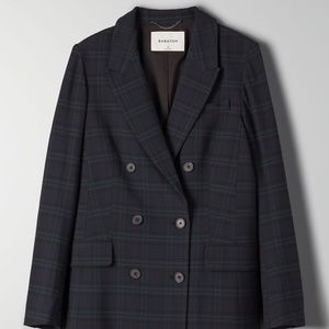 Aritzia Babaton Blue/Green Check Samuel Blazer